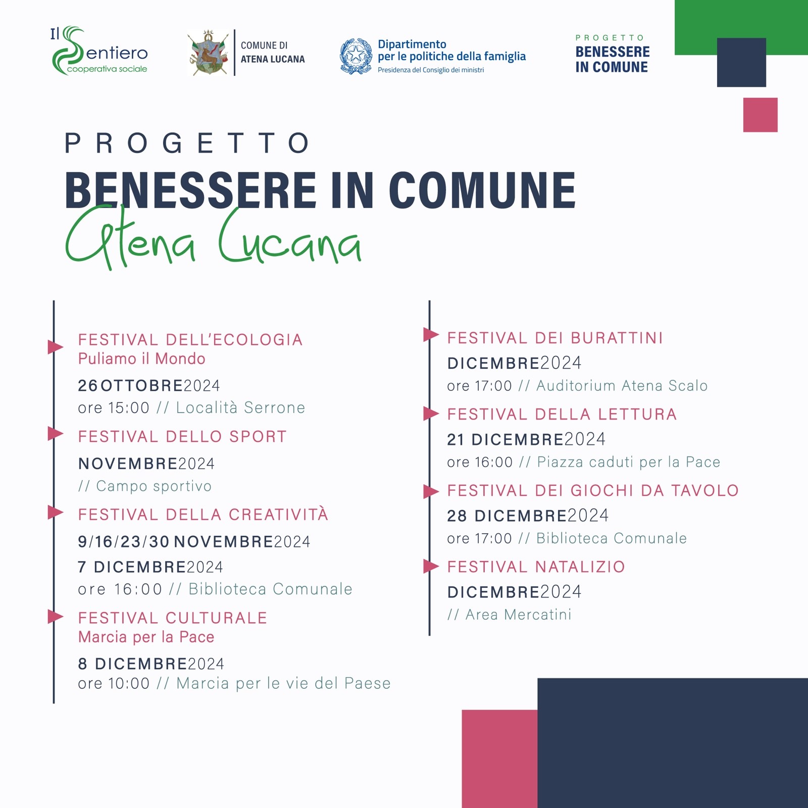 Avviso pubblico "UN FESTIVAL DI ESPERIENZE" rivolto alle bambine e bambini nell'età tra i 7 e i 14 anni. Avviso pubblico "UN FESTIVAL DI ESPERIENZE" rivolto alle bambine e bambini nell'età tra i 7 e i 14 anni.